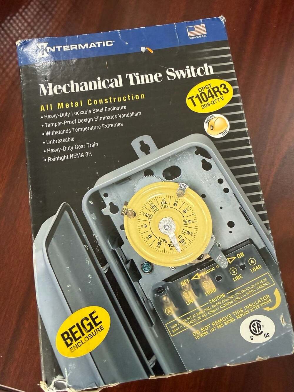 Intermatic T104R3 24-Hour Mechanical Time Switch DPST 208-277V